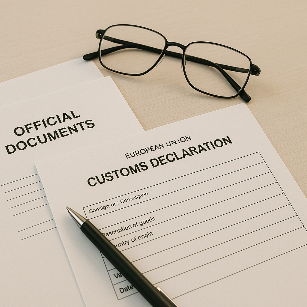 Formulario de aduanas y documentos oficiales