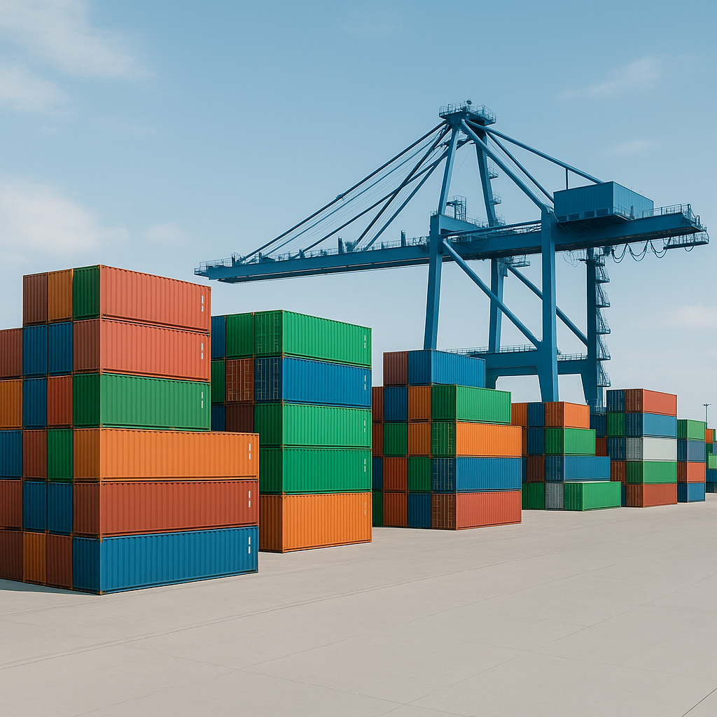 Terminal de contenedores con grús